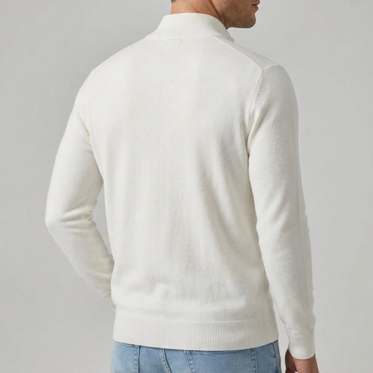 Long Sleeve Regular Fit Ritskraag Pullover Wit