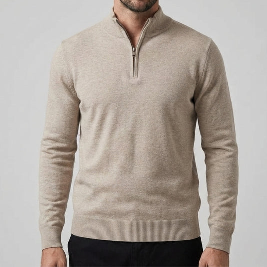 Long Sleeve Regular Fit Ritskraag Pullover Khaki