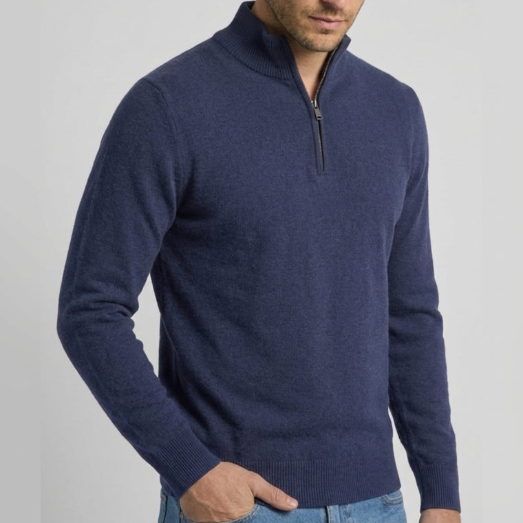 Long Sleeve Regular Fit Ritskraag Pullover Inktblauw