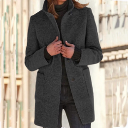 ANNE - Dames Herfstjas Met Hoge Kraag Coat Zavalori Zwart S