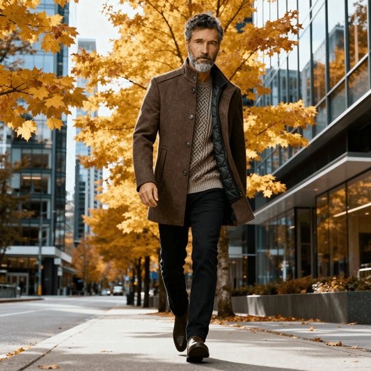 Winterjas met doorgestikte binnenvoering en staande kraag