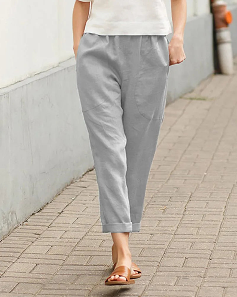 Midi Pantalon met Elastische Taille