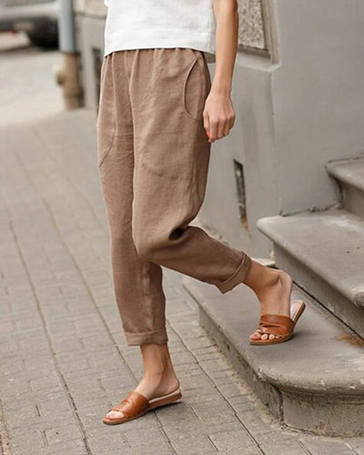 Midi Pantalon met Elastische Taille