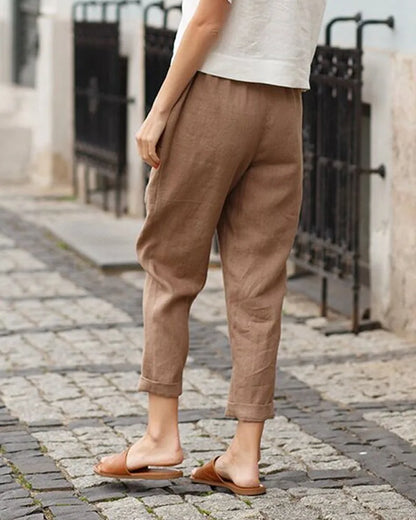 Midi Pantalon met Elastische Taille
