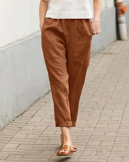 Midi Pantalon met Elastische Taille