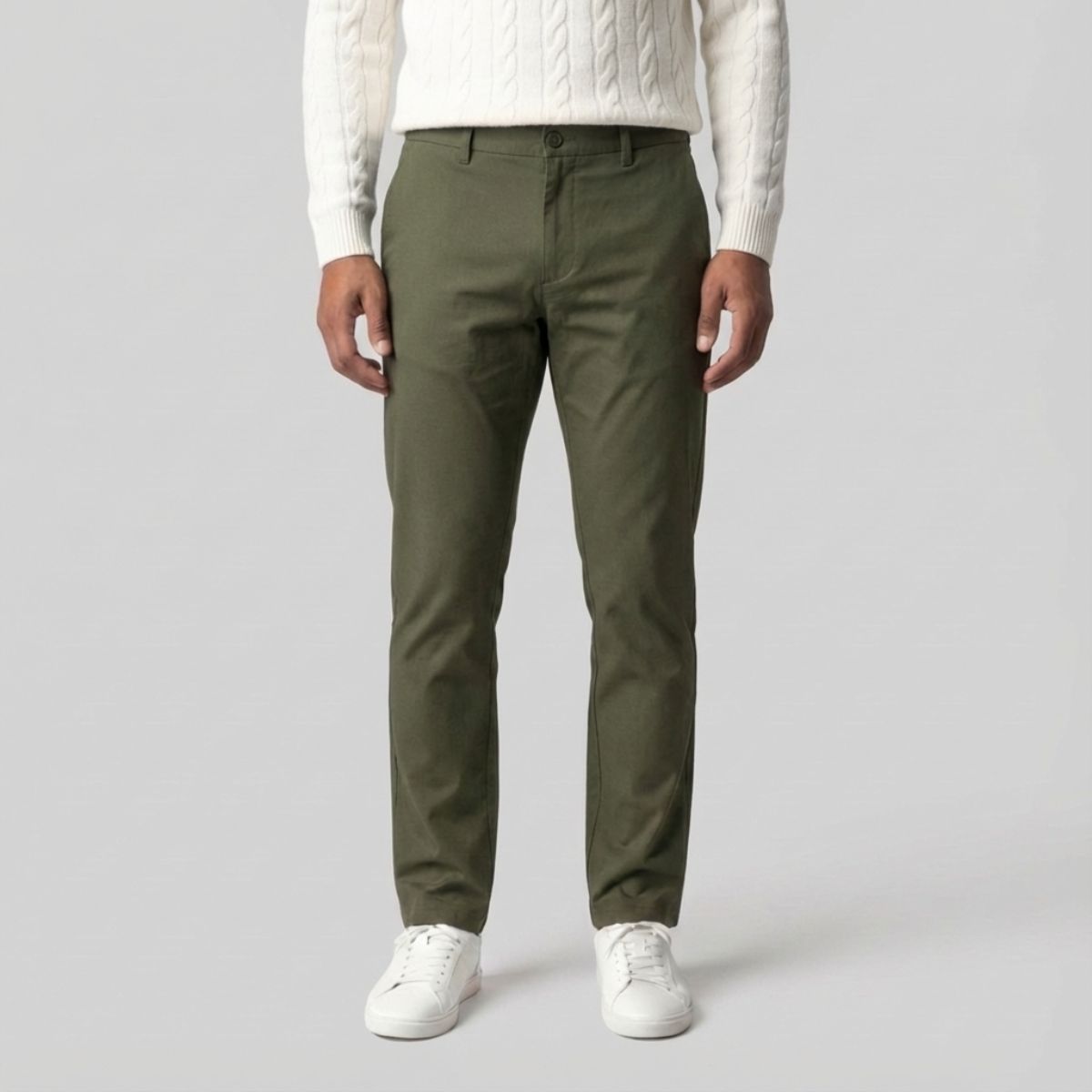 Regular Fit Straight Chino Groen