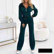 ELLA - Comfortabel Dames Trainingspak Met Rits En Capuchon Tracksuit Zavalori Groen S