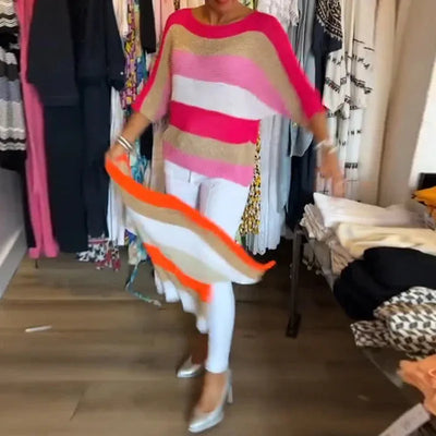 Gestreepte Pullover met 3/4 Mouwen