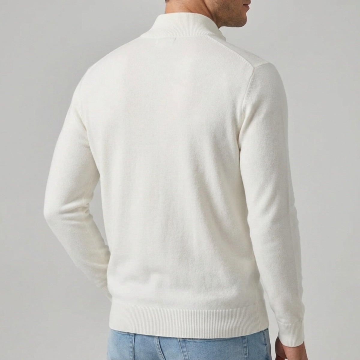 Long Sleeve Regular Fit Ritskraag Pullover Wit