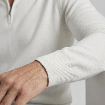 Long Sleeve Regular Fit Ritskraag Pullover Wit