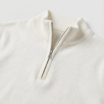 Long Sleeve Regular Fit Ritskraag Pullover Wit