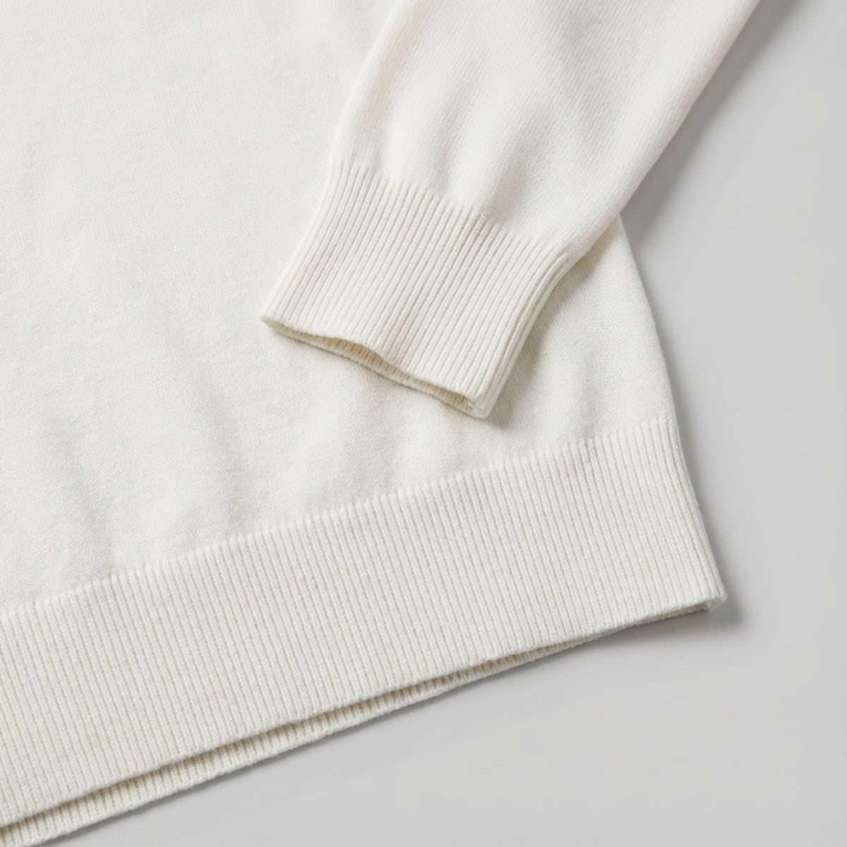 Long Sleeve Regular Fit Ritskraag Pullover Wit