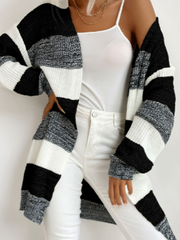 Elodie - Gestreepte Gebreide Cardigan voor Een Laagjeslook Women's Cardigan Zavalori