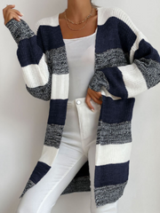 Elodie - Gestreepte Gebreide Cardigan voor Een Laagjeslook Women's Cardigan Zavalori Blauw 8 (S)