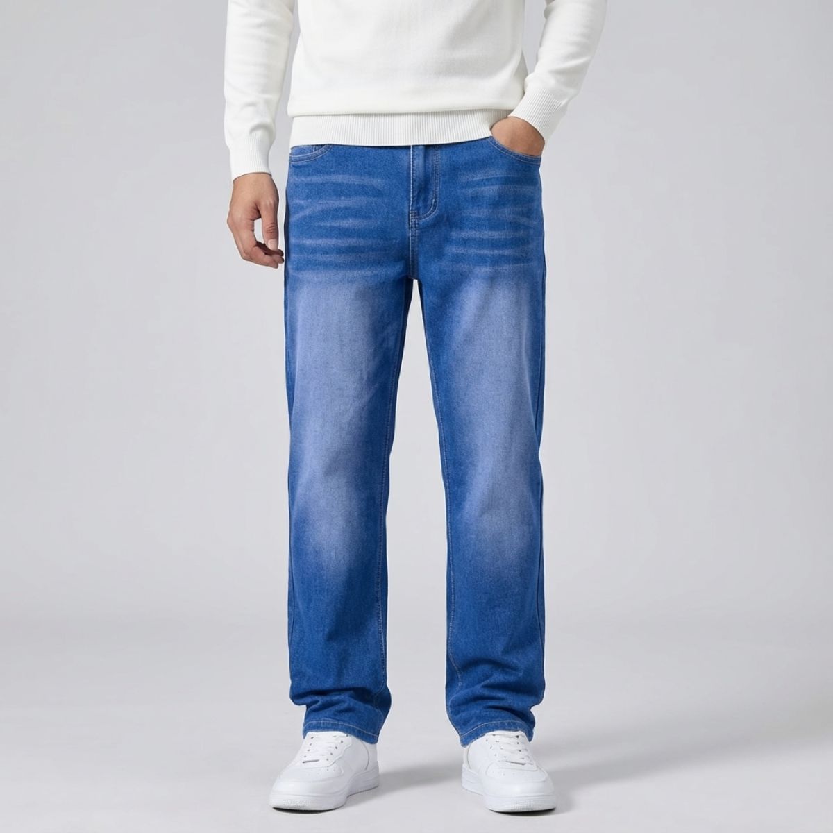 Regular Fit Straight Jeans Blauw