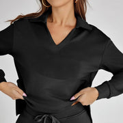 FAYE | Loungewear Set met Comfortabele Broek en Trui met V-hals Loungewear Set Zavalori