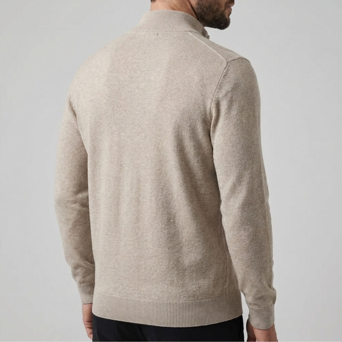 Long Sleeve Regular Fit Ritskraag Pullover Khaki