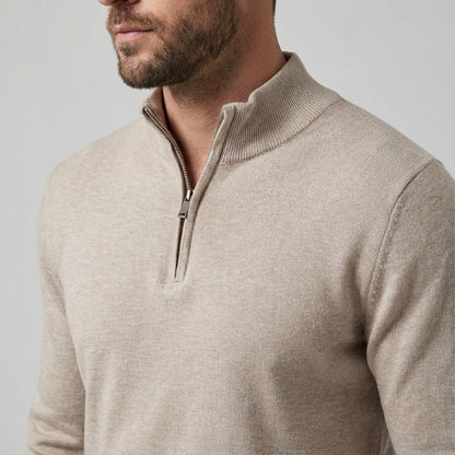 Long Sleeve Regular Fit Ritskraag Pullover Khaki