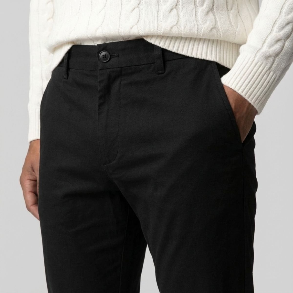 Regular Fit Straight Chino Zwart