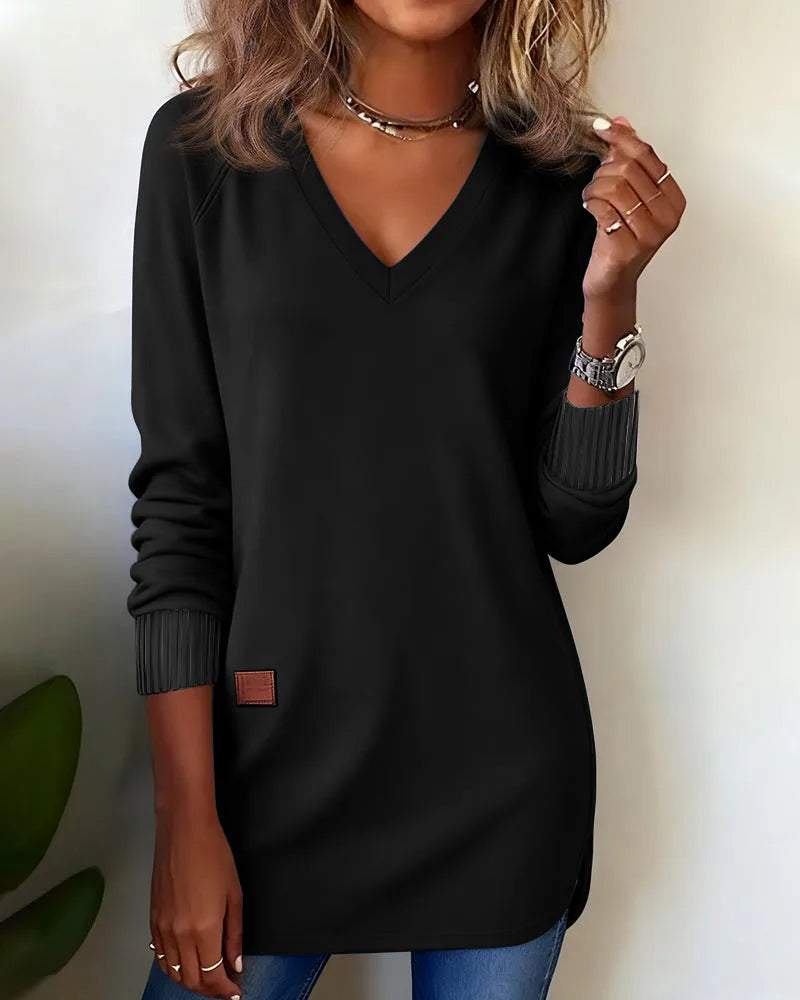 Sweater met V-hals en lange mouwen