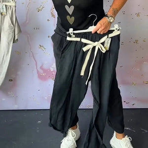 Pantalon met Elastische Taille en Zakken