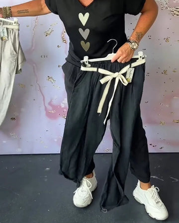 Pantalon met Elastische Taille en Zakken