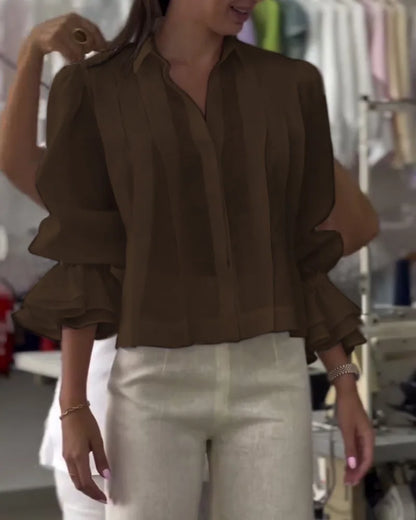 Blouse met Ruffles en Lange Mouwen