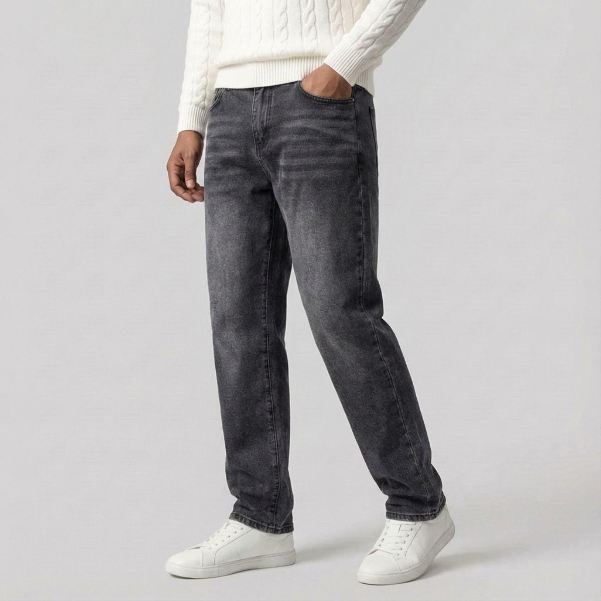 Regular Fit Straight Jeans Antraciet
