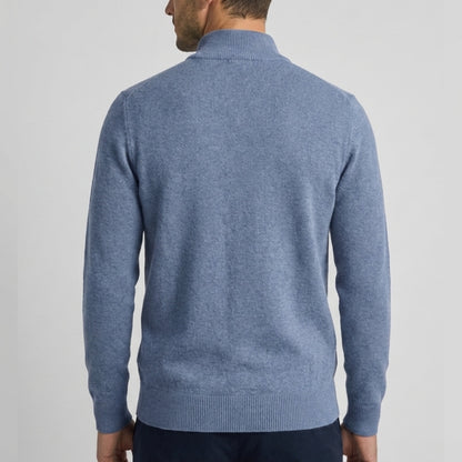 Long Sleeve Regular Fit Ritskraag Pullover Grijsblauw