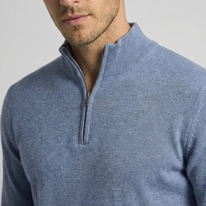 Long Sleeve Regular Fit Ritskraag Pullover Grijsblauw