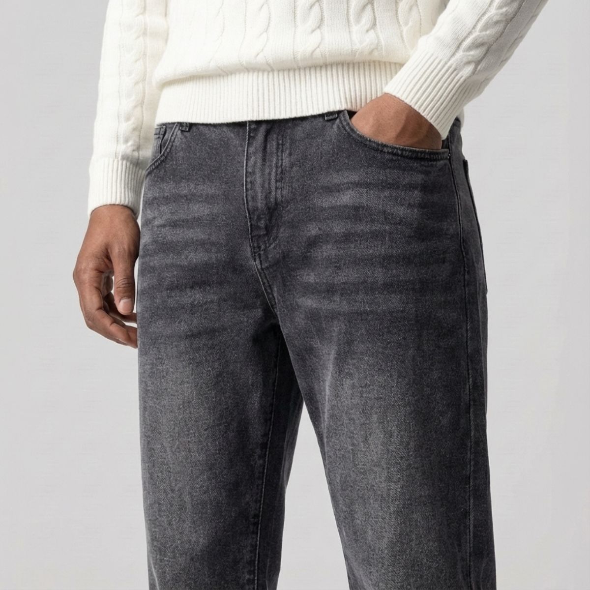 Regular Fit Straight Jeans Antraciet