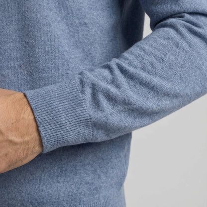 Long Sleeve Regular Fit Ritskraag Pullover Grijsblauw