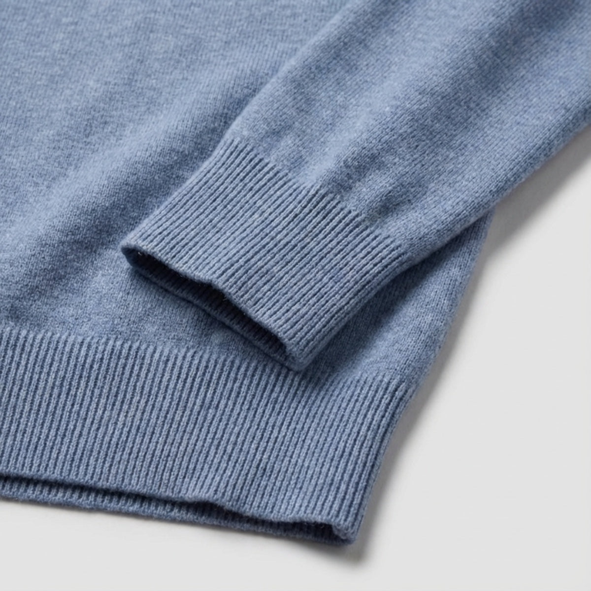 Long Sleeve Regular Fit Ritskraag Pullover Grijsblauw