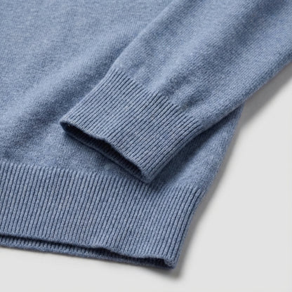 Long Sleeve Regular Fit Ritskraag Pullover Grijsblauw