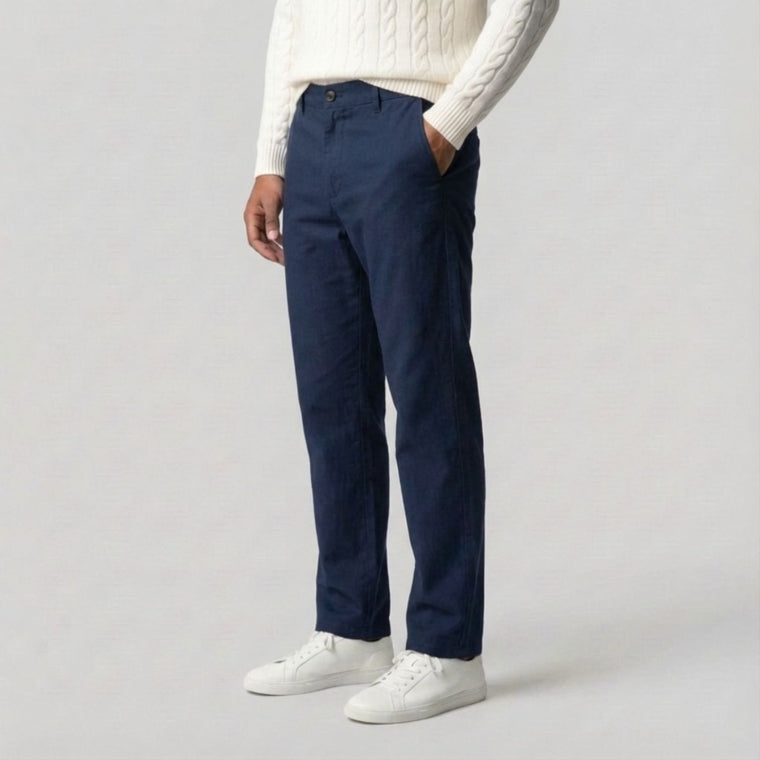 Regular Fit Straight Chino Diepblauw