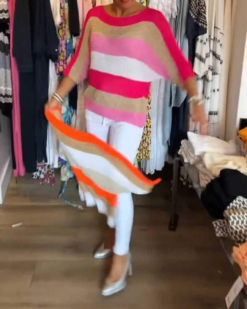 Gestreepte Pullover met 3/4 Mouwen