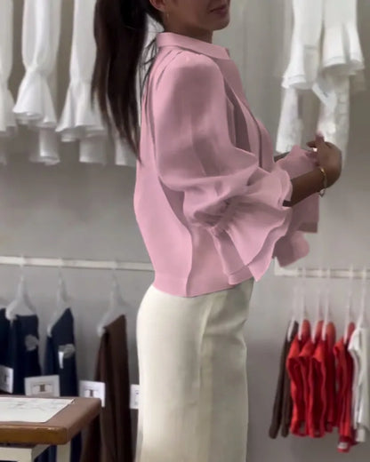 Blouse met Ruffles en Lange Mouwen