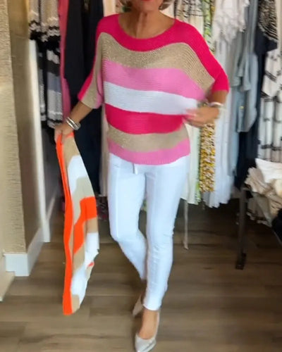 Gestreepte Pullover met 3/4 Mouwen