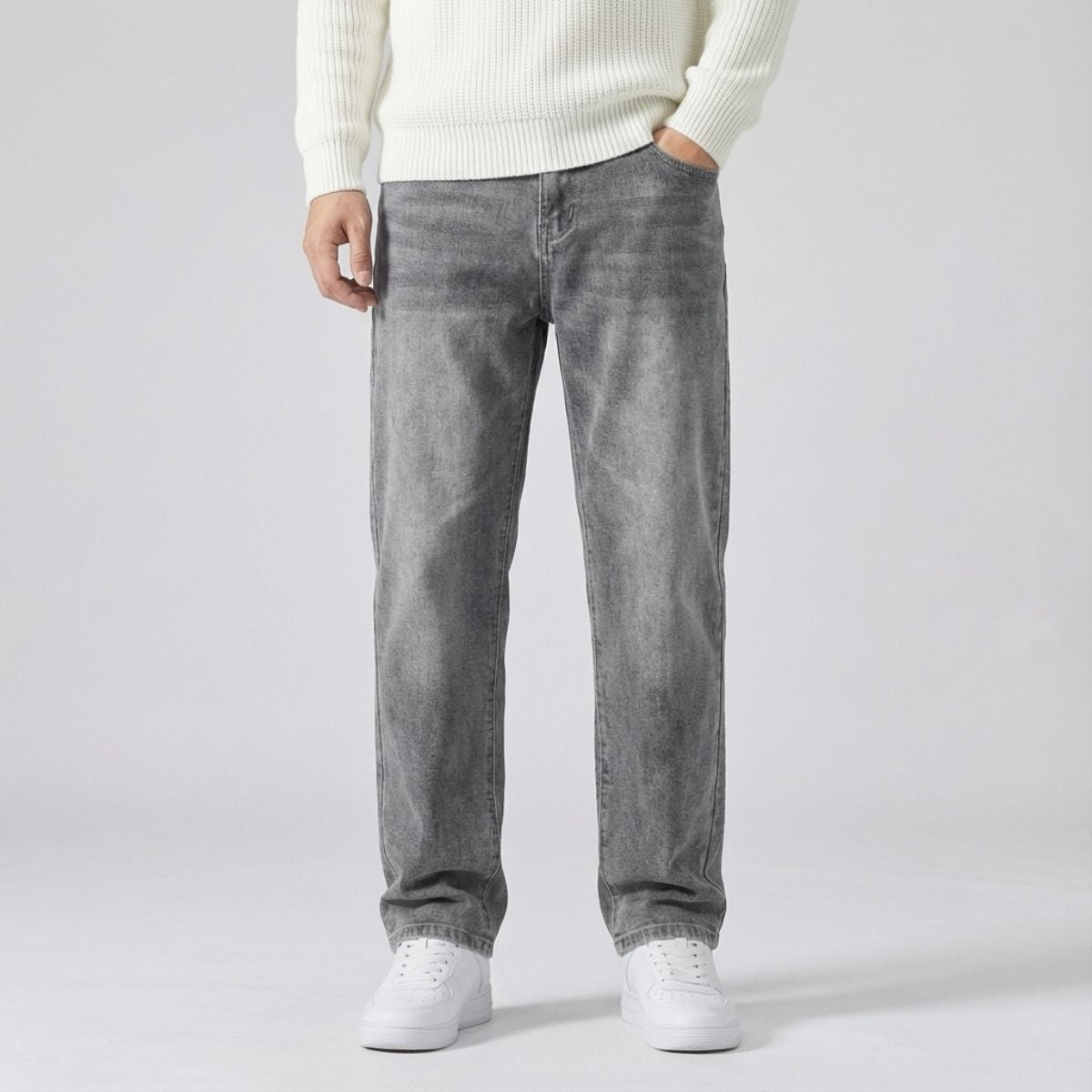 Regular Fit Straight Jeans Grijs