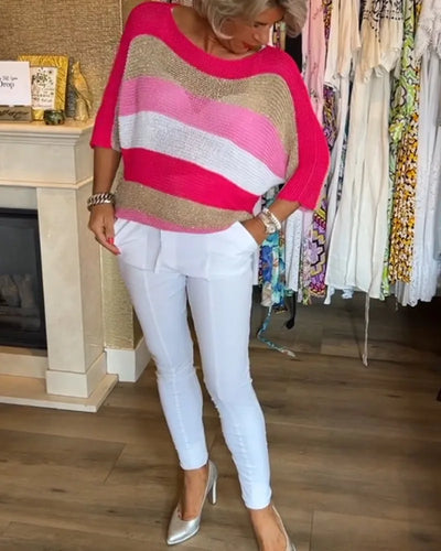 Gestreepte Pullover met 3/4 Mouwen