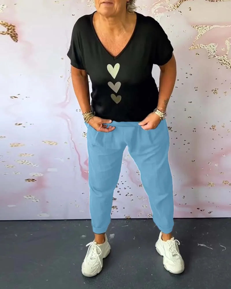 Pantalon met Elastische Taille en Zakken