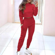 ILSE - Dames Trainingspak met Cropped Sweater Loungewear Set Zavalori Rood S