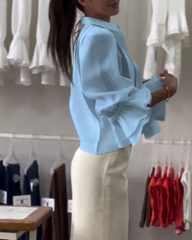 Blouse met Ruffles en Lange Mouwen