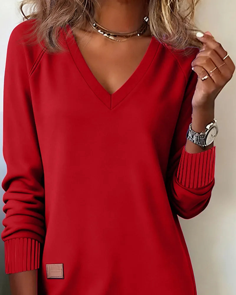 Sweater met V-hals en lange mouwen