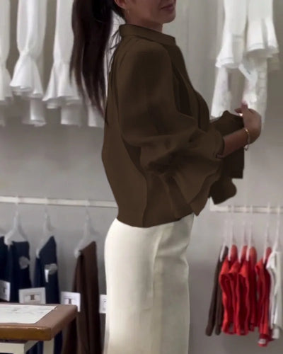 Blouse met Ruffles en Lange Mouwen