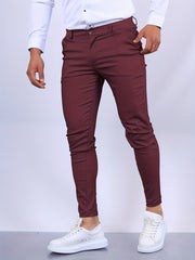 YOVA | Slim Fit Heren Pantalon Chinos Men Zavalori Bordeaux XS