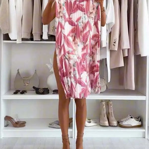 Midi Rok met Bloemenprint en Plooien