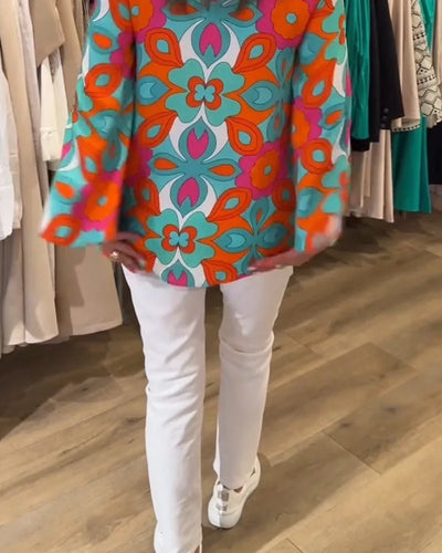 Blouse met V-hals en geometrisch patroon