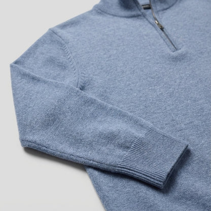 Long Sleeve Regular Fit Ritskraag Pullover Grijsblauw