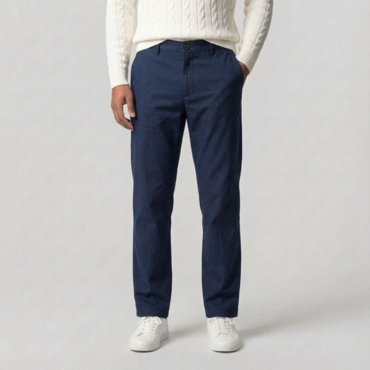 Regular Fit Straight Chino Diepblauw
